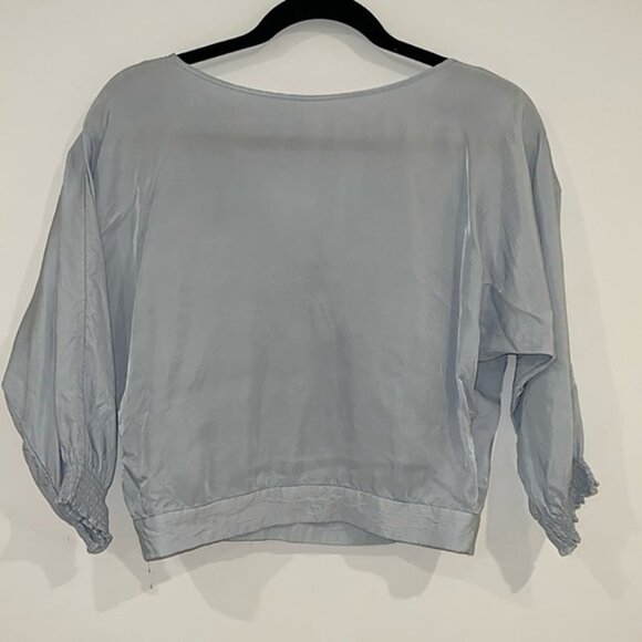 Aritzia Tops - Aritzia Babaton Blue Welsch Reversible Crinked Cropped Blouse size Small